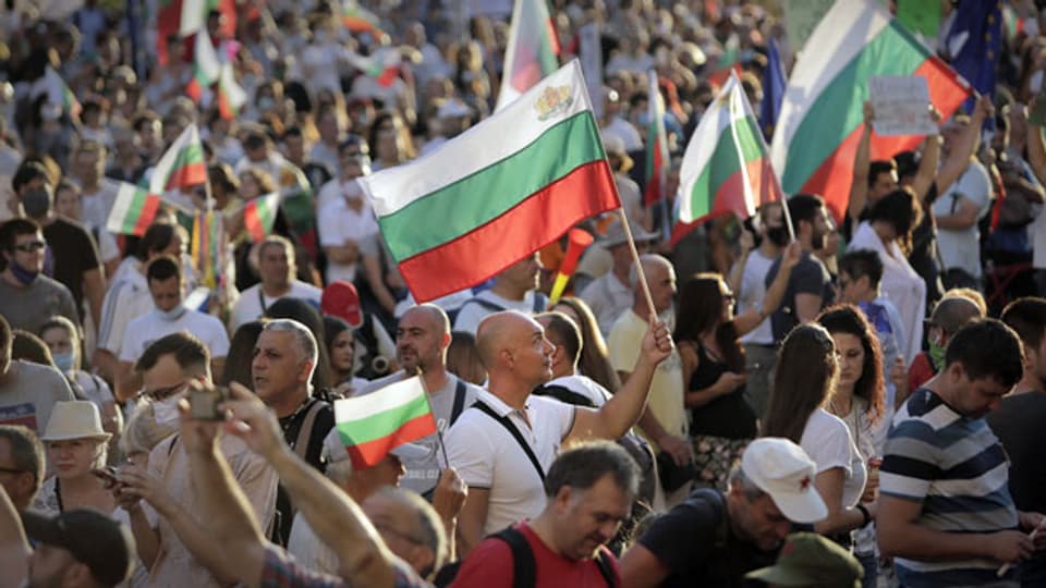 Demonstration in der Innenstadt von Sofia, Bulgarien.