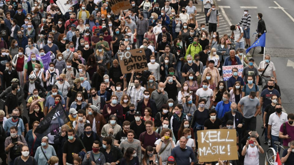 Proteste in Budapest gegen die Medienpolitik der Regierung.