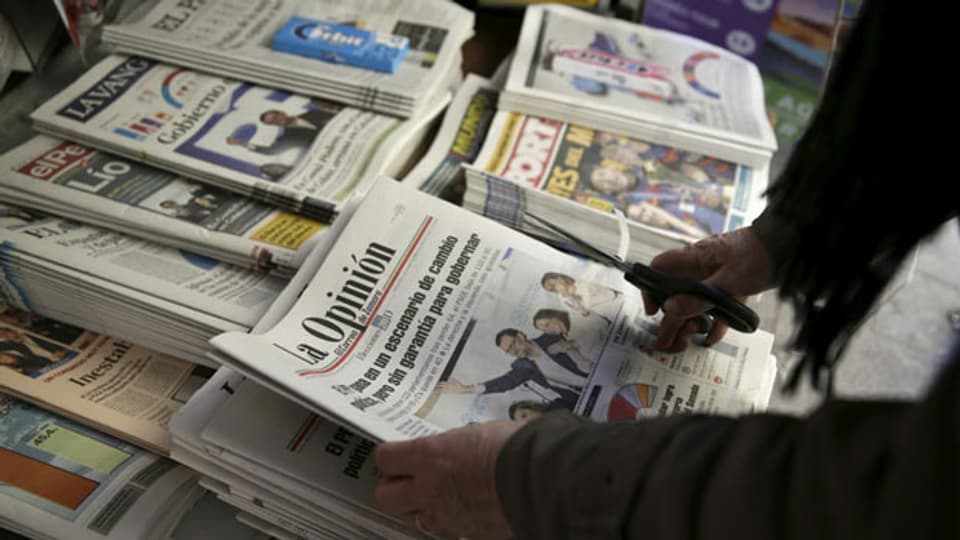 Zeitungskiosk in Madrid: Italienische Zeitungen berichten vor allem über inländische Themen, während sich spanische Zeitungen auch stark der internationalen Politik widmen.