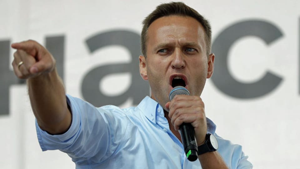 Der russische Oppositionsaktivist Alexej Nawalny an einem politischen Protest in Moskau im Juli 2019.
