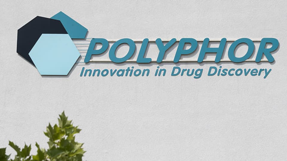 Das Logo des Pharmaunternehmens Polyphor in Allschwil.