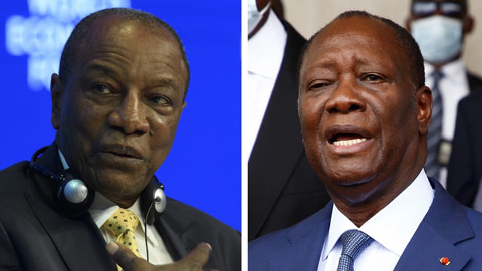 Alpha Conde (links), Präsident von Guinea und Alassane Ouattara, Präsident der Elfenbeinküste,  klammern sich an die Macht.