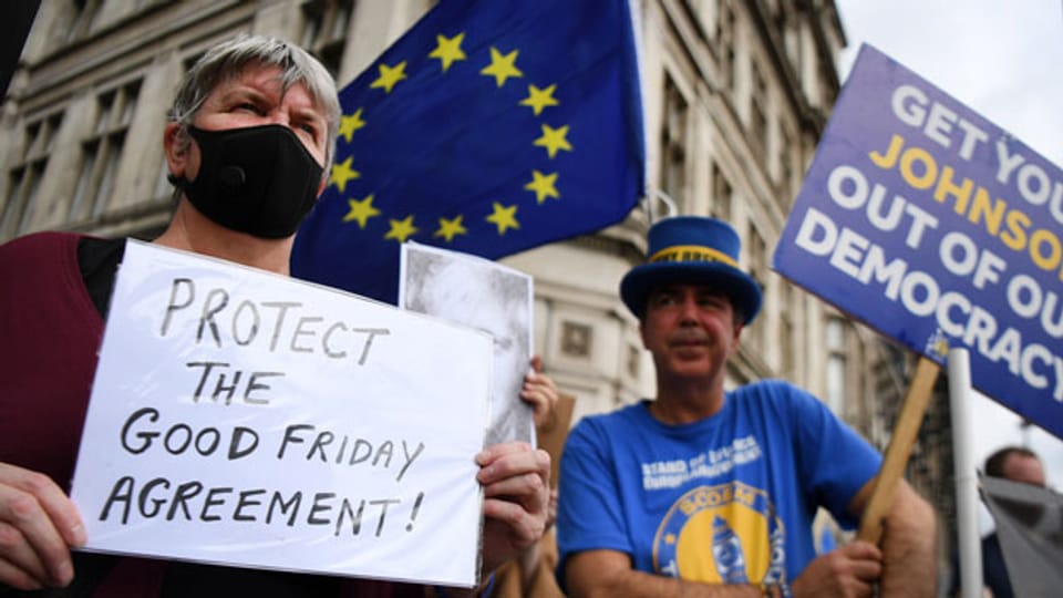 Pro-EU-Protestler demonstrieren vor dem Parlament in London, Grossbritannien.