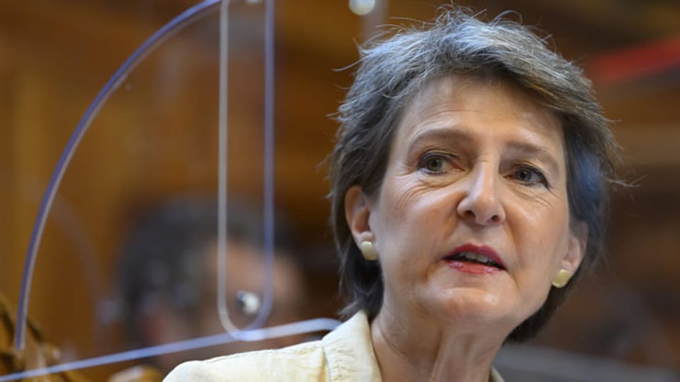 Bundespräsidentin Simonetta Sommaruga spricht während der Herbstsession der Eidgenössischen Räte, am Donnerstag, 17. September 2020 im Ständerat in Bern.