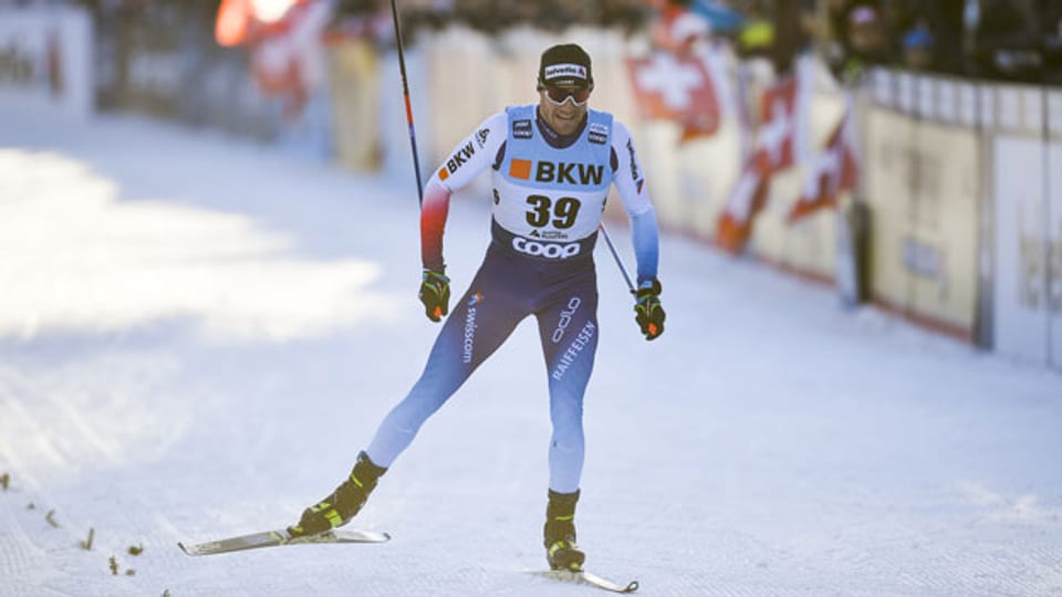 Dario Cologna beim 15-Kilometer-Rennen der Herren am nordischen FIS-Langlauf-Weltcup in Davos,  am 15. Dezember 2019.