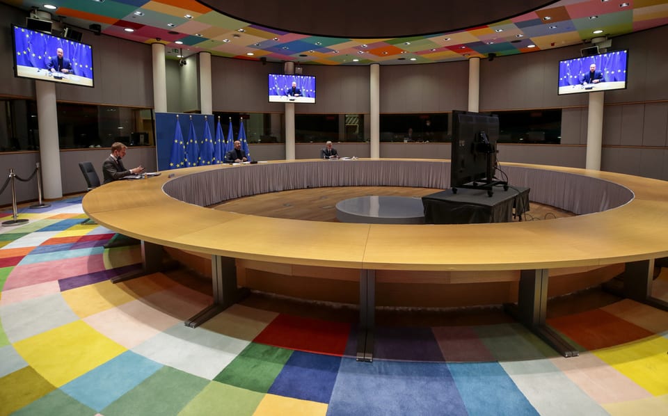 Wegen der Corona-Pandemie treffen sich die Staats- und Regierungschefs der EU derzeit nur via Videokonferenz.