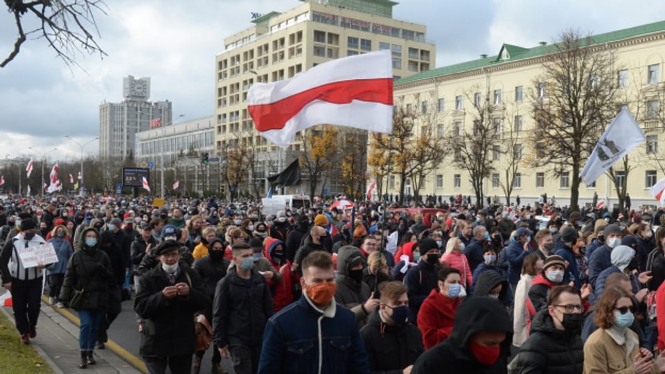 Demonstranten am 1. November in Minsk, der Hauptstadt Belarus.