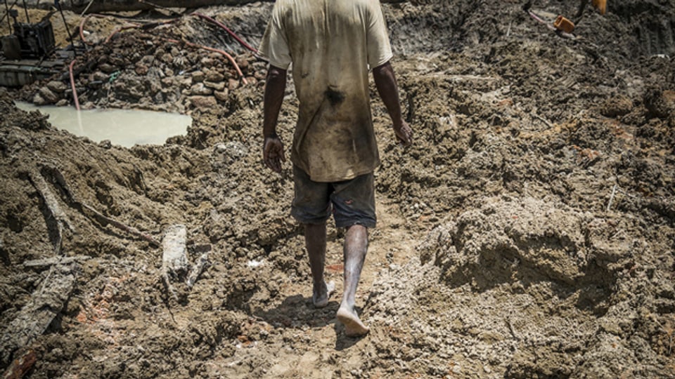 Goldmine in Guyana - hier verrichteten Menschen Zwangsarbeit.