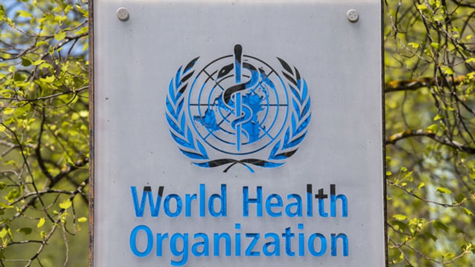 Logo der Weltgesundheitsorganisation WHO in Genf.