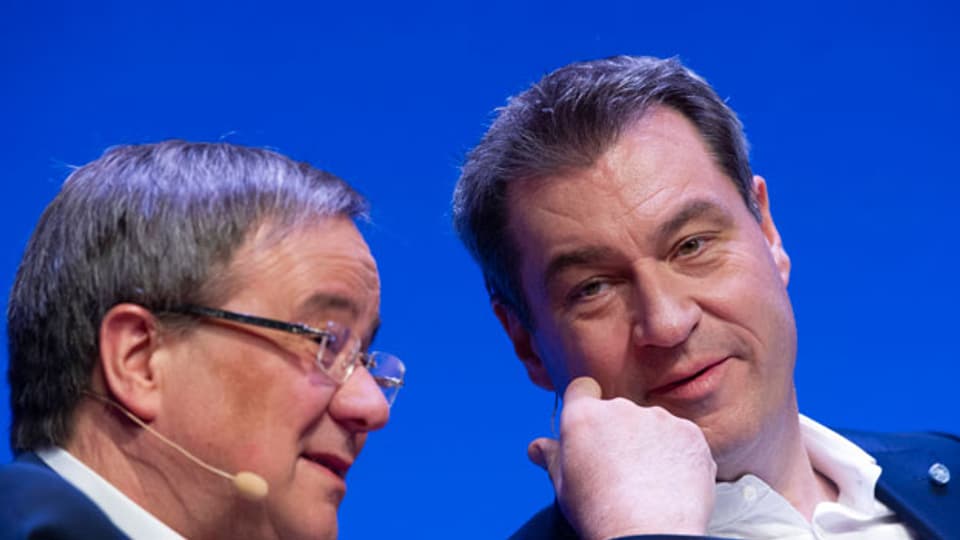 Armin Laschet, CDU Landesvorsitzender und Ministerpräsident des Landes Nordrhein-Westfalen (links) und Markus Söder, Ministerpräsident Bayern und CSU Vorsitzender.