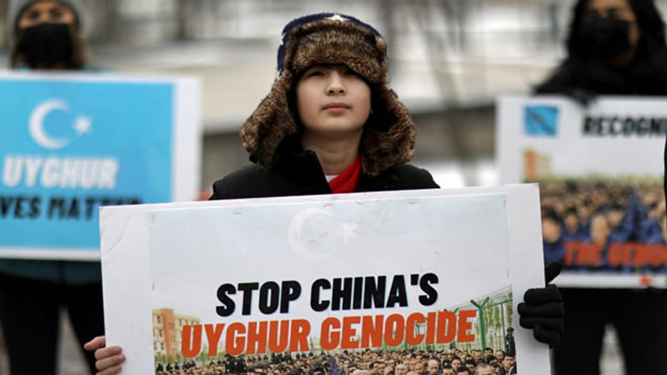 Protest gegen China für uigurische und muslimische Minderheiten in Washington.