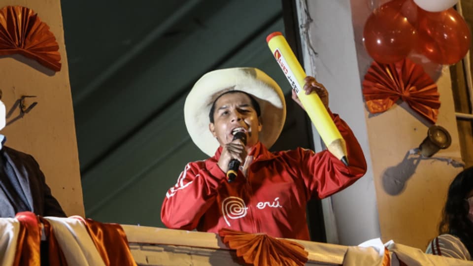 Pedro Castillo, Präsidentschaftskandidat der Partei Peru Libre in Lima.