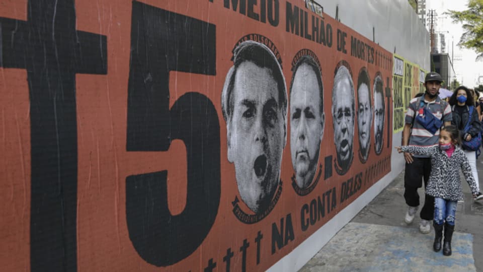 An diesem Wochenende wurde an vielen Orten in Brasilien gegen die Regierung demonstriert - im Bild Sao Paulo.