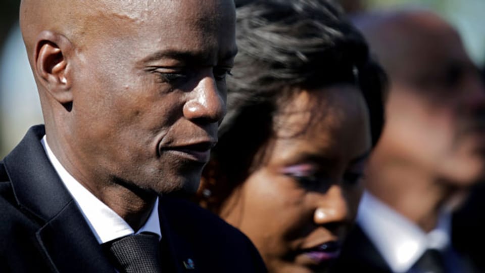 Haitis Präsident Jovenel Moise und First Lady Martine nehmen an einer Zeremonie an einer Gedenkstätte für den zehnten Jahrestag des Erdbebens vom 12. Januar 2010 in Titanyen, Haiti, teil, am 12. Januar 2020.