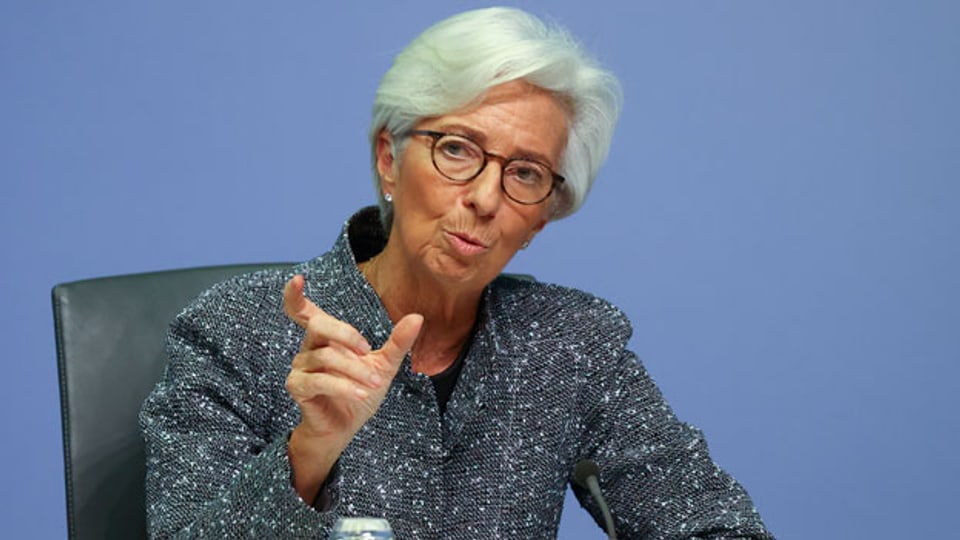Die Präsidentin der Europäischen Zentralbank (EZB), Christine Lagarde, an der Sitzung des EZB-Rats in Frankfurt a/M. am 8. Juli 2021.