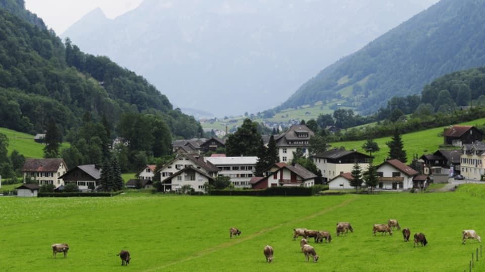Das Dorf Rüti, Gemeinde Glarus Süd, aufgenommen im Juli 2010.