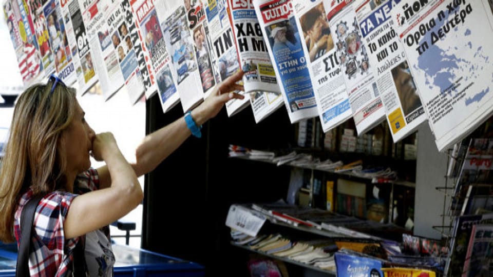 Zeitungskiosk in Athen (Aufnahme von 2015).