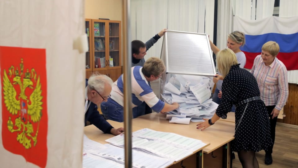 Russland: Bei den Parlamentswahlen zeichnet sich ab, dass die Partei, Geeintes Russland, erneut stärkste Kraft wird.