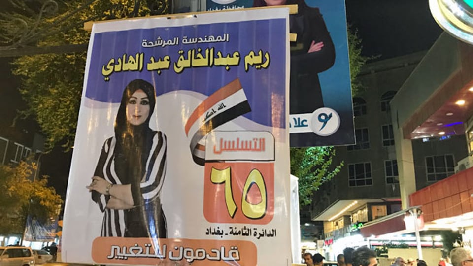 Wahlplakat in Bagdad, Irak.