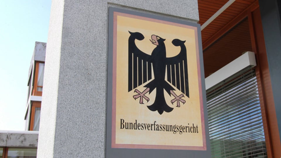 Eingang zum deutschen Bundesverfassungsgericht in Karlsruhe.