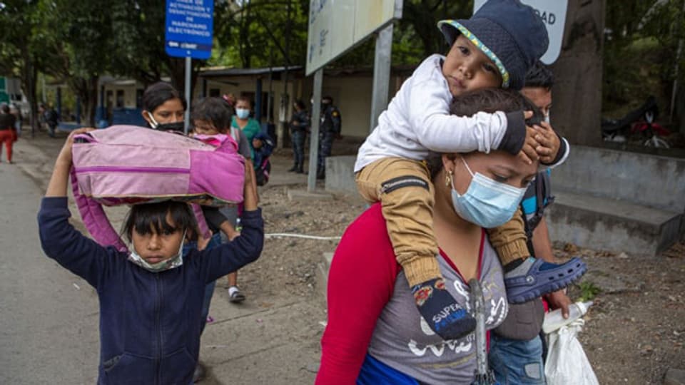 Honduranische Flüchtlinge an der Grenze zu Guatemala.