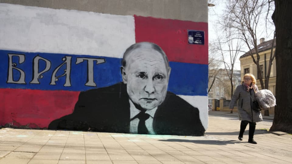 Putin auf einer Hauswand in der serbischen Hauptstadt Belgrad.