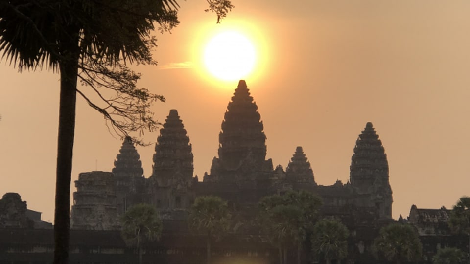 Blick auf die Tempelanlange von Angkor Wat.
