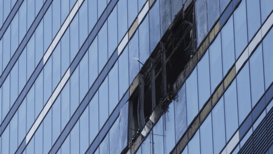 Krieg der Drohnen? Ein moskauer Hochhaus nach einem Drohnenangriff.