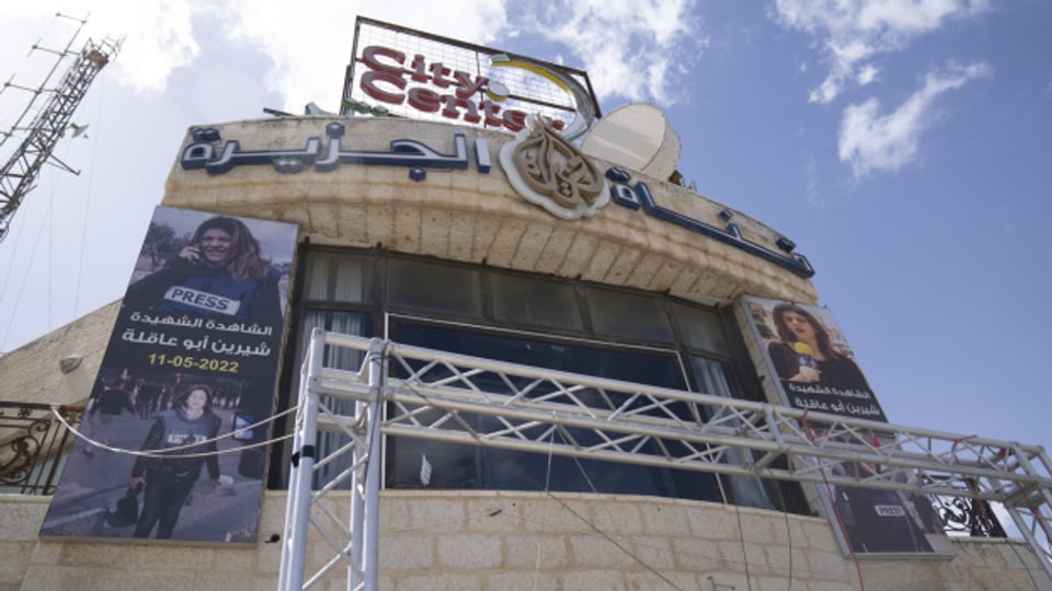 Büro des Senders Al Jazeera in der Stadt Ramallah im Westjordanland