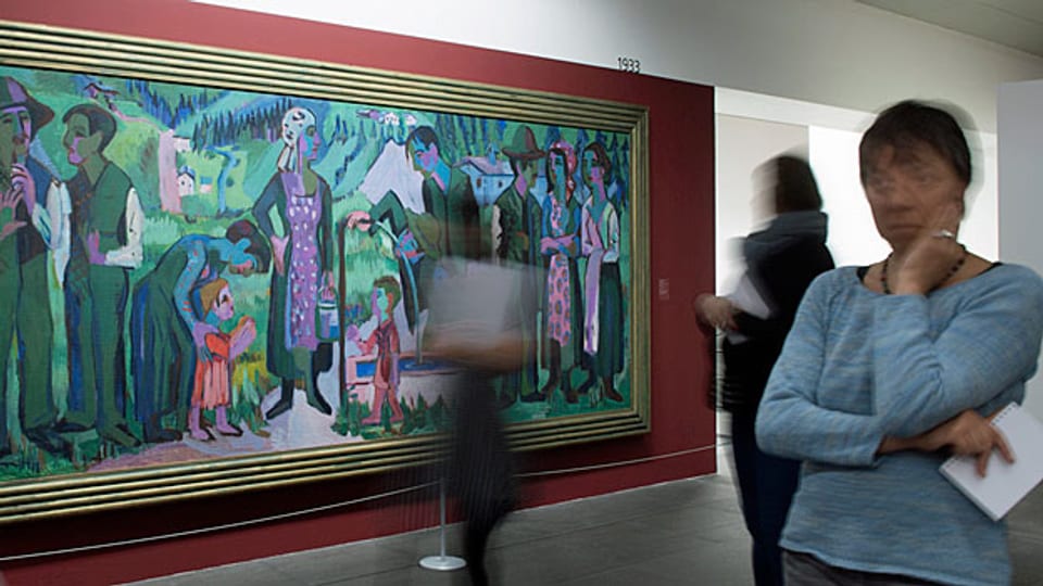 Ernst Ludwig Kirchner: Alpsonntag. Szene am Brunnen, 1923-1925. Das Bild ist Teil der neuen Ausstellung «Moderne Meister – entartete Kunst»  im Kunstmuseum Bern.