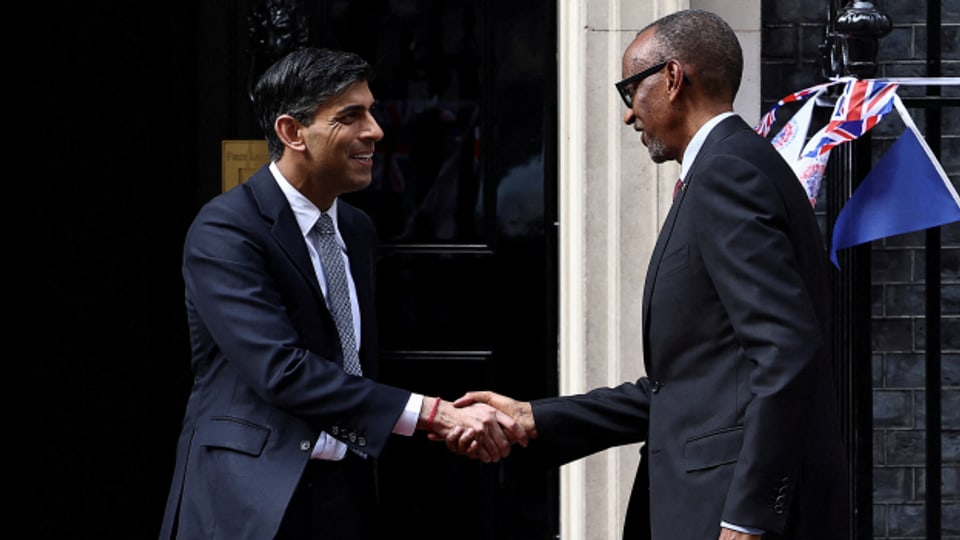 Grossbritanniens Premier Sunak beim Besuch des ruandischen Präsidenten Kagame in London.