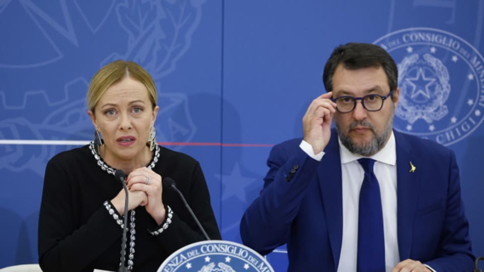 Die italienische Ministerpräsidentin Giorgia Meloni und der italienische Minister für Infrastruktur Matteo Salvini.