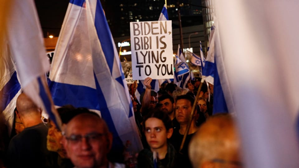 Proteste am Samstag in Tel Aviv gegen die angekündigte Justizreform.