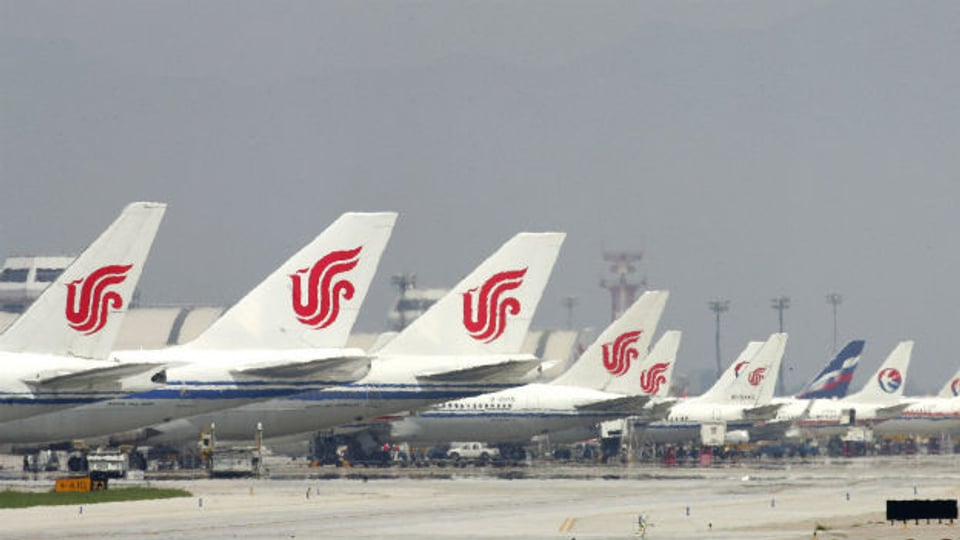 Flugzeuge der Air China in Peking.