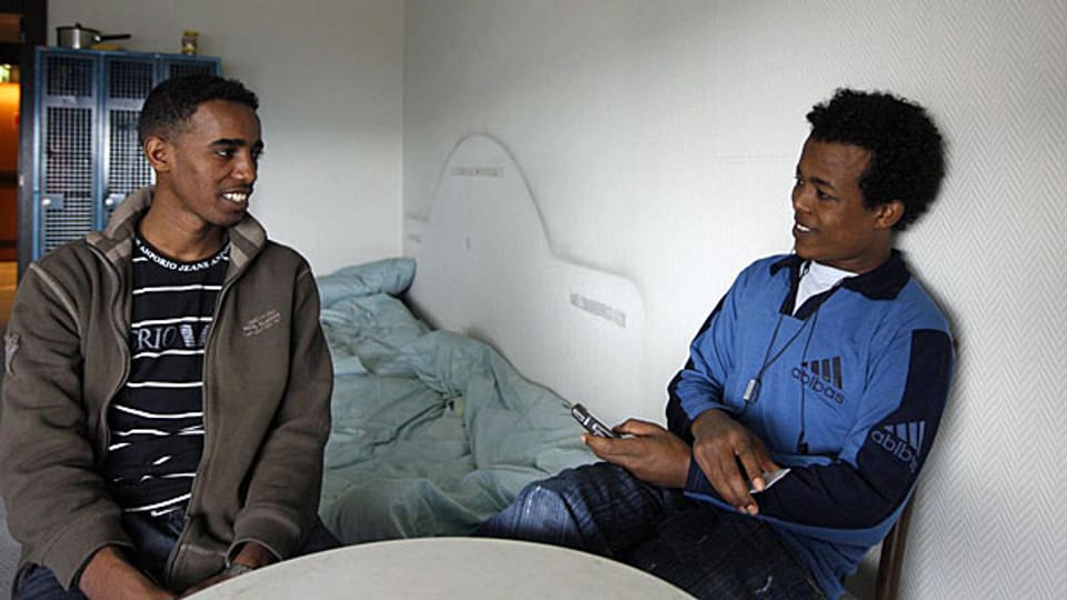 Junge Asylsuchende aus Eritrea; viele von ihnen flüchten aus ihrem Land wegen der Militärdienstpflicht - die bis zu zehn Jahren dauern kann.