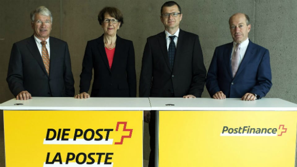 Die Postverantwortlichen bei der heutigen Medienkonferenz in Bern