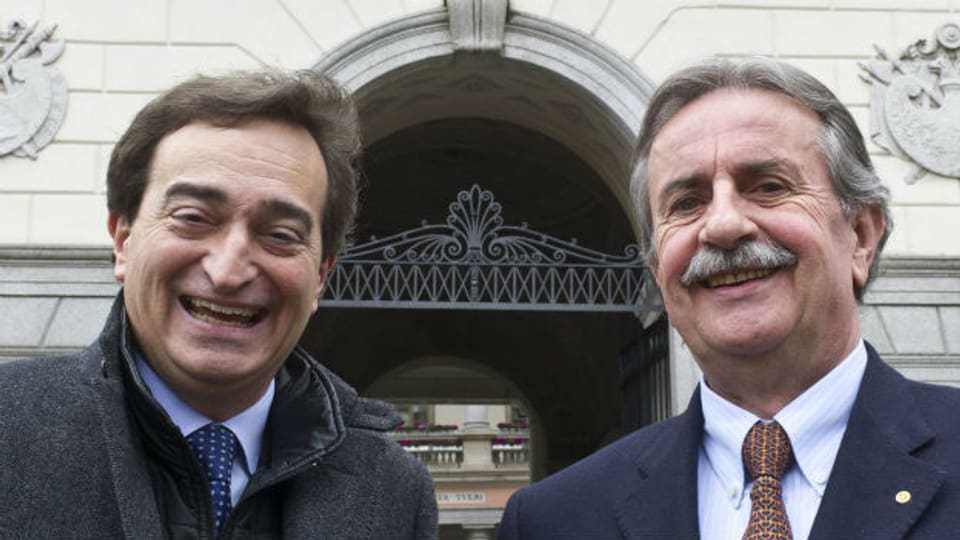 Der Bürgermeister von Lugano Marco Borradori (links) und sein Vize Giorgio Giudici
