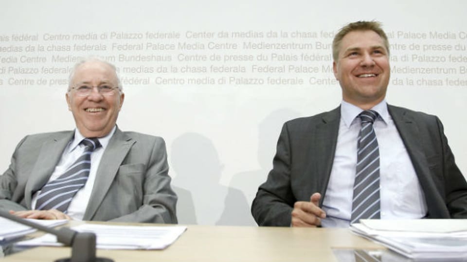 Nationalrat Christoph Blocher (l.) und SVP-Chef Toni Brunner