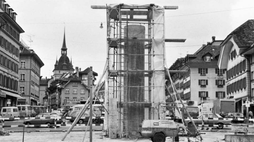 Der Oppenheim-Brunnen im Bau im Oktober 1983.