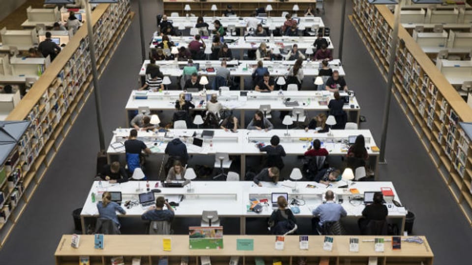 Studenten in der Bibliothek des neuen Hochschulzentrums vonRoll in Bern