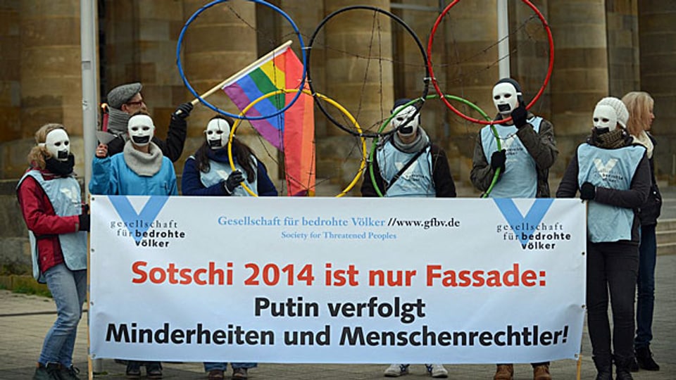 Protest gegen die Olympischen Winterspiele 2014 in Sotschi.