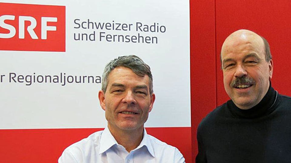 Dieter Kohler, Leiter des Regionaljournals Basel und Urs Siegrist, Redaktor Tagesgespräch.