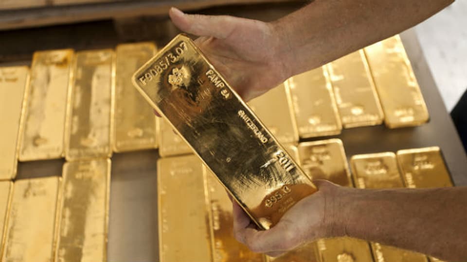 Goldbarren in einem Schweizer Banklager