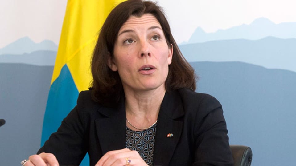 Schwedens Verteidigungsministerin Karin Enström anlässlich ihres Besuchs in Bern am 14. März 2014.