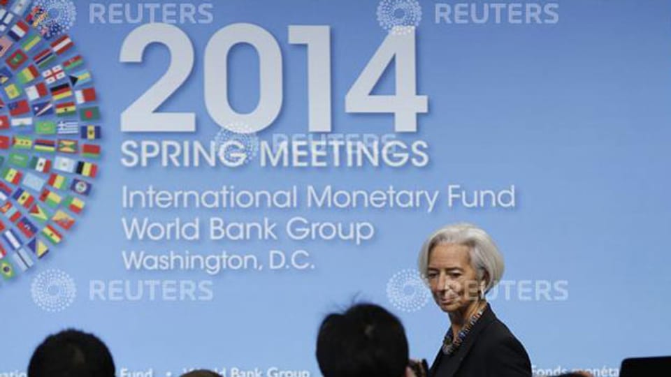 IMF - Direktorin Christine Lagarde an einer Konferenz in Washington am 10.4.2014.