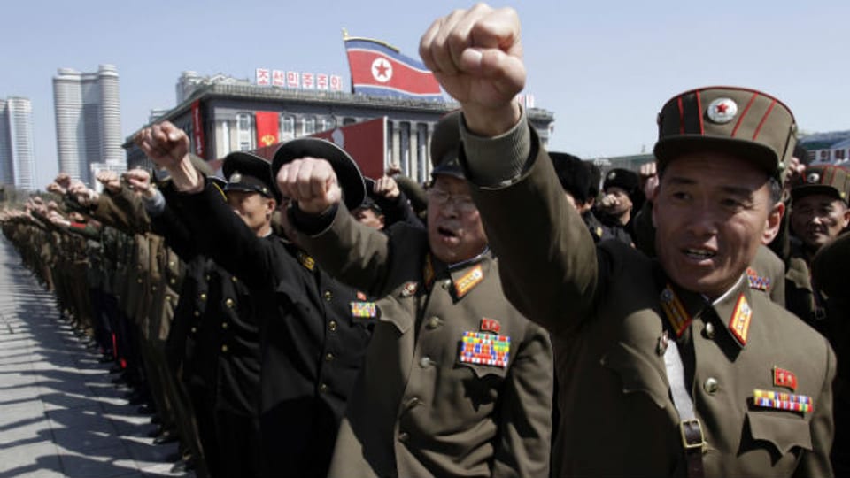 Nordkoreanische Offiziere bei einer Parade in Pjönjang.