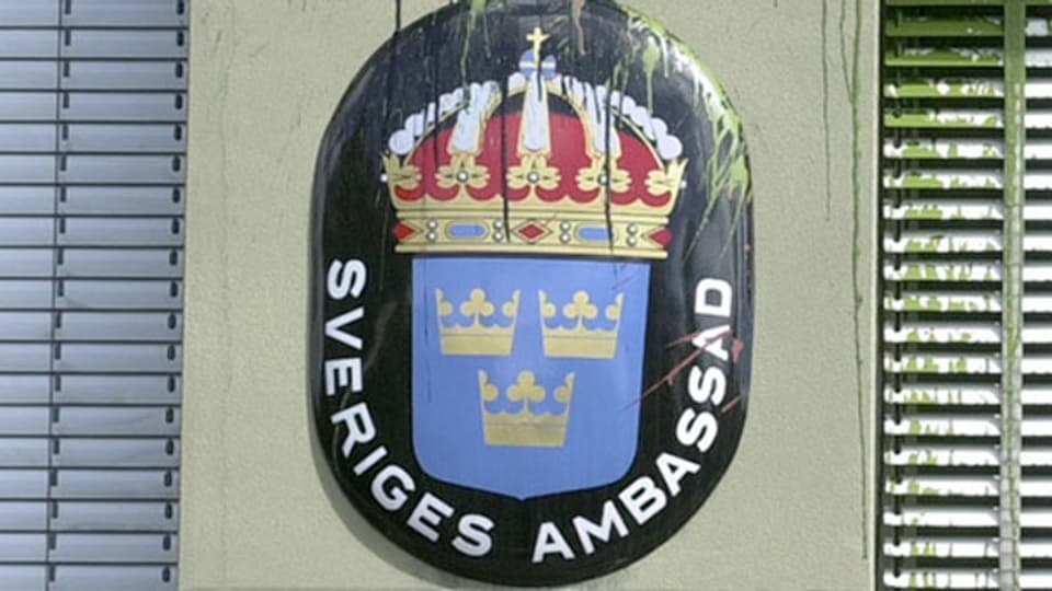Logo der schwedischen Botschaft in Bern.