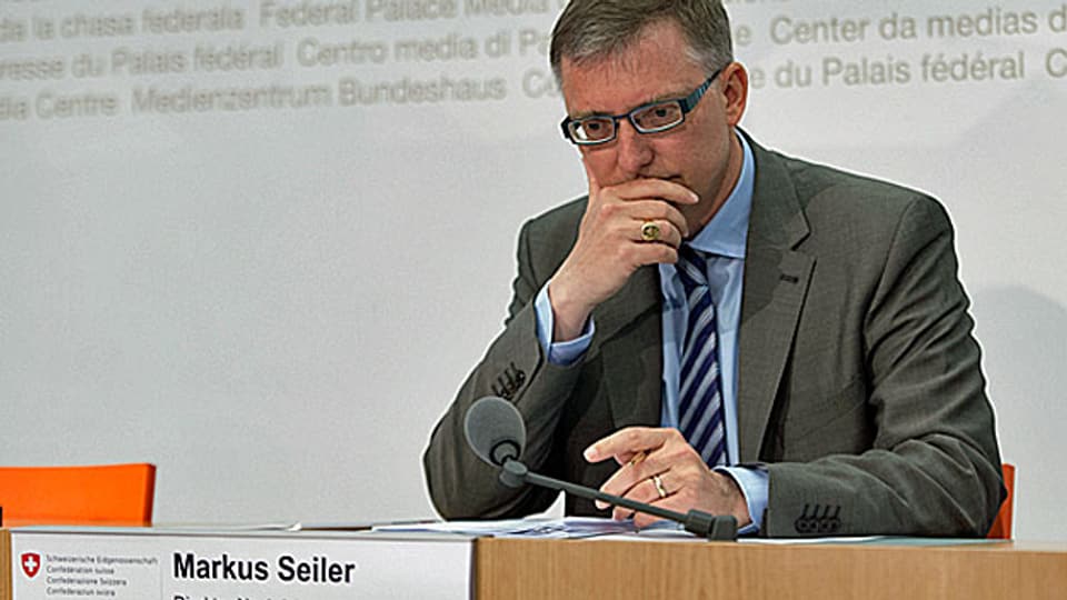 Markus Seiler, Direktor des Nachrichtendienstes des Bundes präsentiert den Lagebericht 2014.