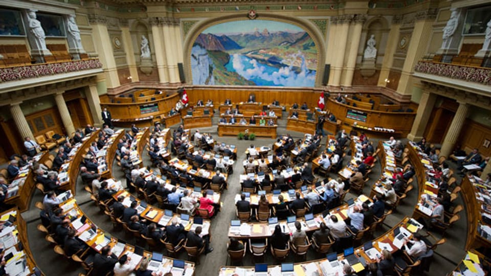Blick in den Nationalratssaal am 8. Mai 2014 während der Sondersession der Eidgenössischen Räte in Bern.