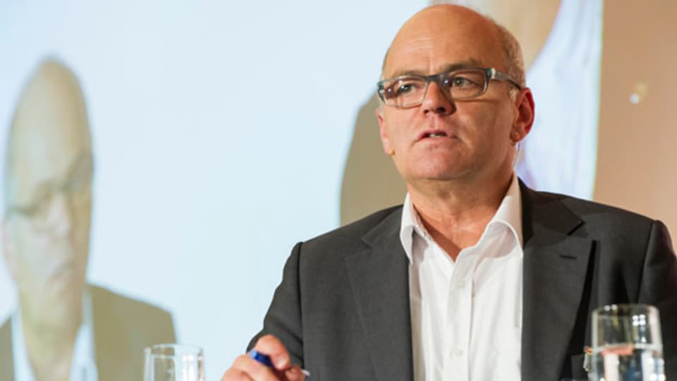 Nationalrat Andy Tschümperlin, Fraktionschef SP, an der Medienkonferenz des Verbandes Schweizer Medien am 12. September 2014 in Interlaken.